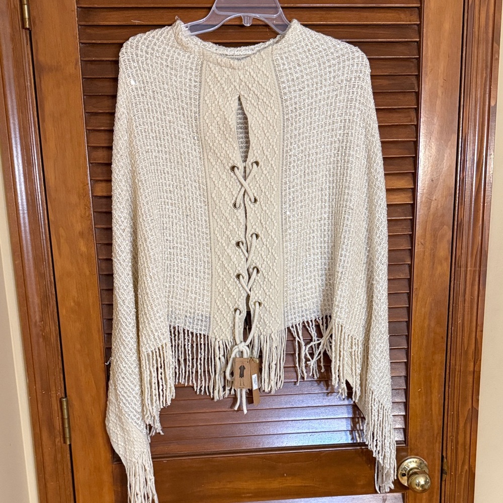 Cream Knit Sweater with Fringe